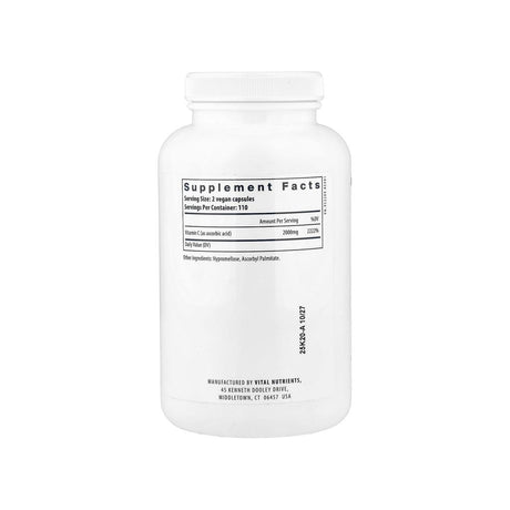 Vital Nutrients C 220 Capsules supplement facts panel listing ingredients and serving size