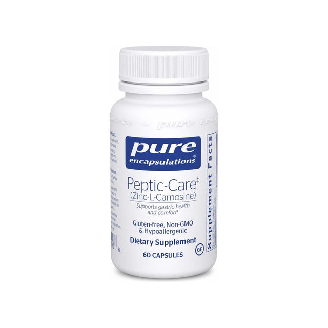 Pure Encapsulations Peptic-Care Zinc-L-Carnosine 60 capsules front bottle label