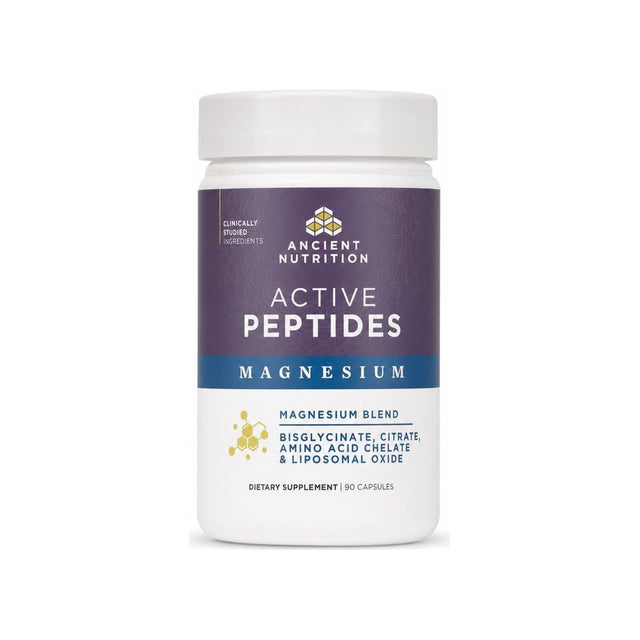 Ancient Nutrition Active Peptides Magnesium Complex 90-capsule bottle front packshot