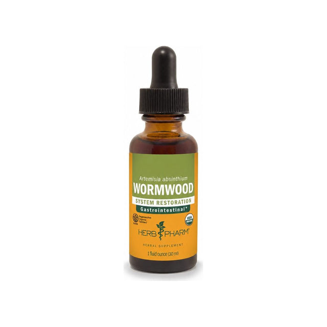 Herb Pharm Wormwood Liquid Extract 1 fl oz front bottle with organic herbal extract label