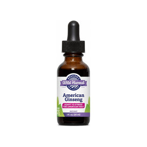 Oregon's Wild Harvest American Ginseng Extract 1 fl oz amber dropper bottle front label