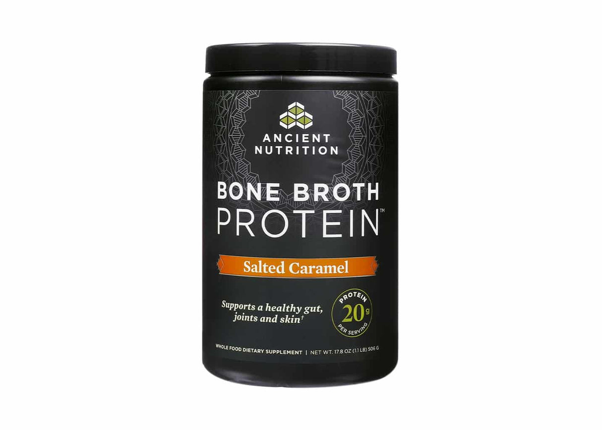 ancient nutrition bone broth protein powder salted caramel 17.8 ounces 20 servings