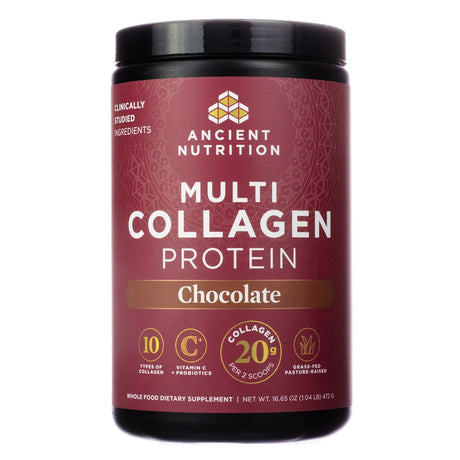 Ancient Nutrition Multi Collagen Peptides Protein Powder Chocolate 16.65 ounces 40 servings