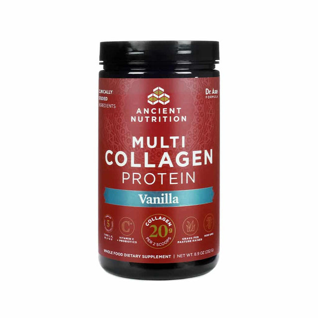 ancient nutrition multi collagen peptides protein powder vanilla 8.9 ounces 24 servings