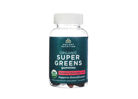 ancient nutrition organic supergreens gummies 50 gummies strawberry watermelon 25 day supply