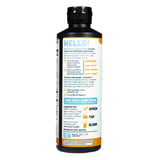 Informational panel of Barlean's Omega-3 Mango Peach Smoothie 16oz, outlining product benefits, suggested use, absorption advantages, and brand story highlights.