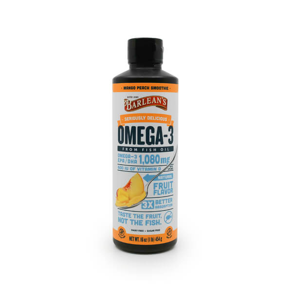 barleans seriously delicious omega-3 fish oil mango peach smoothie 16 fluid ounces