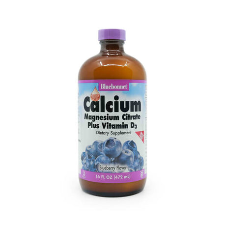 bluebonnet calcium magnesium citrate plus vitamin d3 16 fluid ounces blueberry flavor