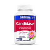 Enzymedica Candidase 84 capsules bottle with red and blue label, enzymes for balanced yeast levels