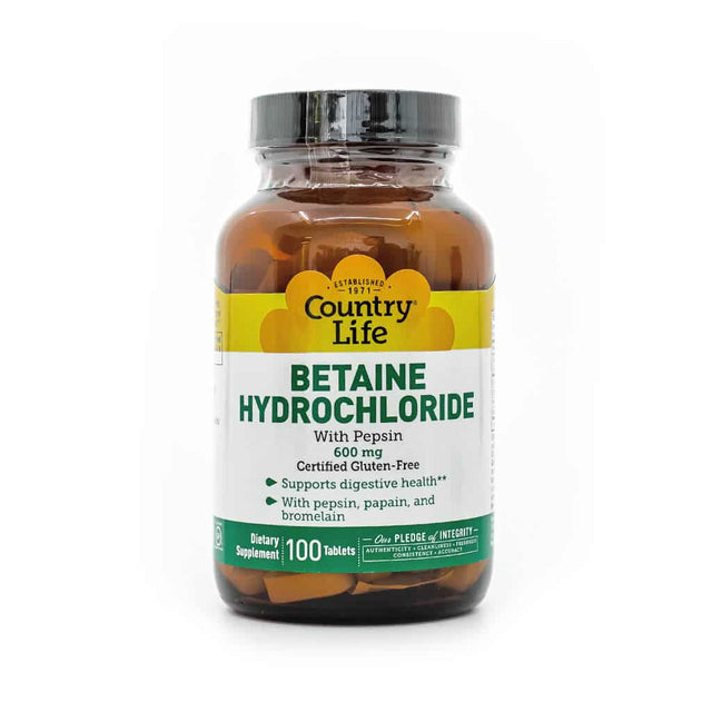 country life betaine hydrochloride 100 tablets