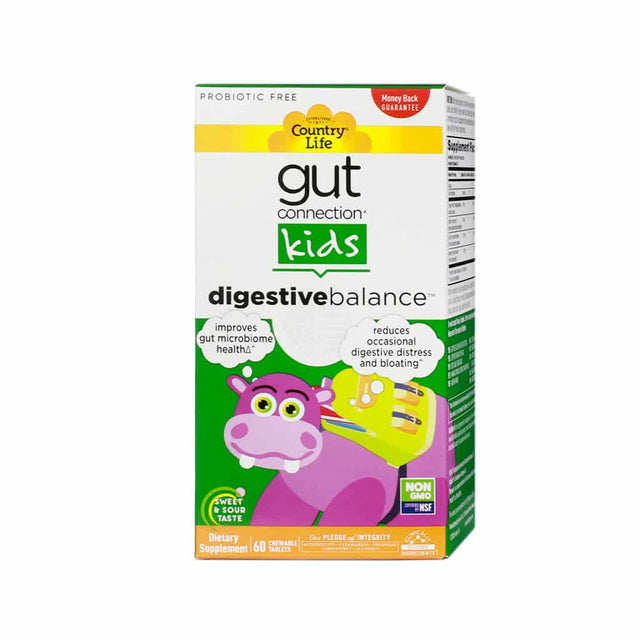 country life gut connection kids digestive balance 60 chewable tablets