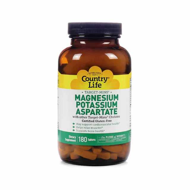 country life target-mins® magnesium potassium aspartate 180 tablets