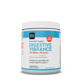Vibrant Health Digestive Vibrance 100 billion probiotics powder, 14 day supply, mandarin orange, 7.2 oz tub