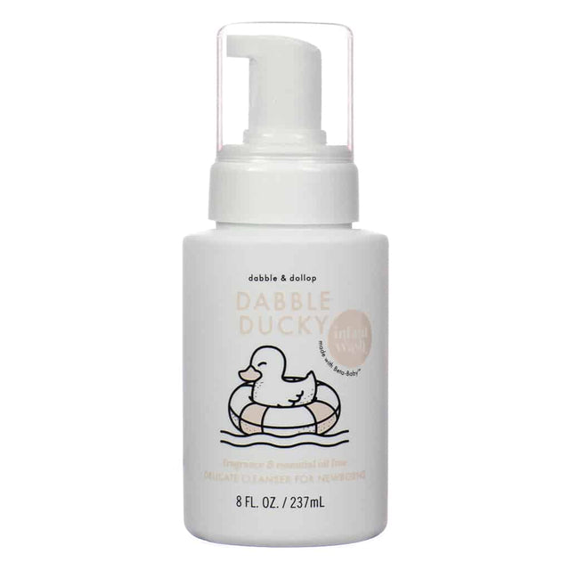 Front of Dabble and Dollop Dabble Ducky Infant Wash 8 fl oz (237 mL). Fragrance and essential oil-free delicate cleanser designed for newborns with a gentle, tear-free formula.