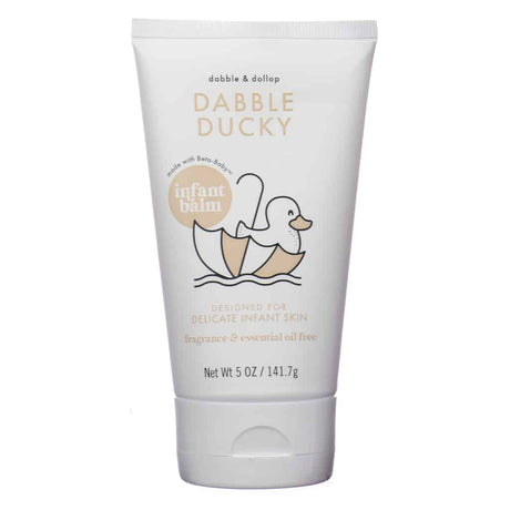 Front of Dabble & Dollop Dabble Ducky Infant Balm, 5 oz (141.7 g). Fragrance-free and essential oil-free balm specially formulated for delicate infant skin, designed to provide gentle hydration.