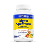 Enzymedica Digest Spectrum 120 capsules bottle with yellow and blue label, enzymes for multiple food intolerances