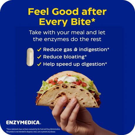 Enzymedica Digest Complete supplement facts: 250 mg enzyme blend per capsule with amylase, protease, cellulase, lipase and lactase