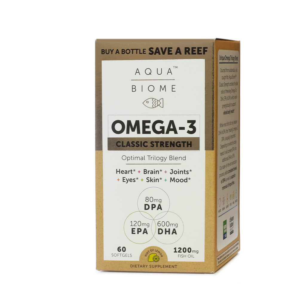 enzymedica aqua biome™ fish oil classic strength 60 softgels hint of lemon