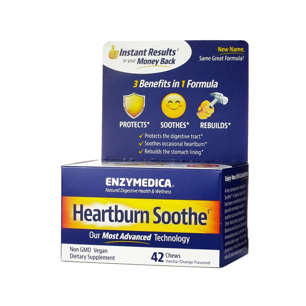 enzymedica heartburn soothe 42 chewable tablets vanilla orange flavored chews 21 servings