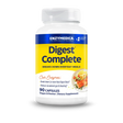 Enzymedica Digest Complete 90 capsules bottle with yellow and blue label, vegan and kosher digestive enzyme supplement