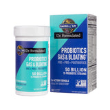 Garden of Life Dr. Formulated Probiotics Gas & Bloating 50 Billion capsules bottle and box, blue label, 30 capsules