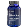 A blue bottle of Geronova Bio-Enhanced R-Lipoic Acid 300mg, featuring the front label with product branding, key benefits, and supplement details. The label highlights "Stabilized | Bio-Enhanced" for superior bioavailability and states that the bottle contains 120 capsules of this premium antioxidant dietary supplement.