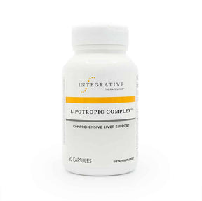 Integrative Therapeutics Lipotropic Complex capsules white bottle with yellow label stripe, 90 capsules