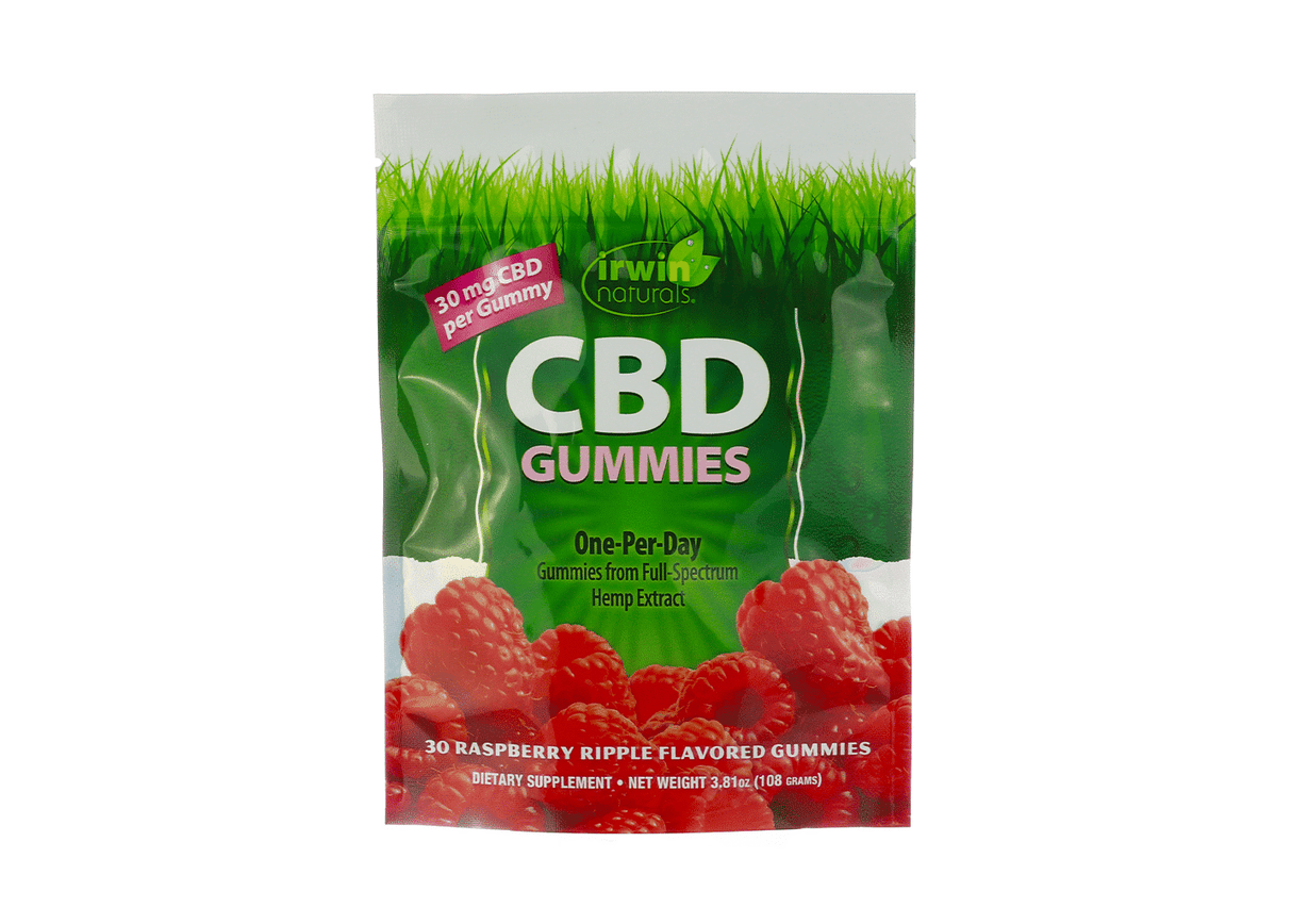 irwin naturals cbd gummies raspberry ripple 30mg full spectrum hemp extract 30 gummies raspberry ripple flavor