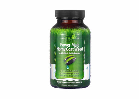 irwin naturals power-male horny goat weed with nitric oxide booster 60 liquid softgels 20 day supply