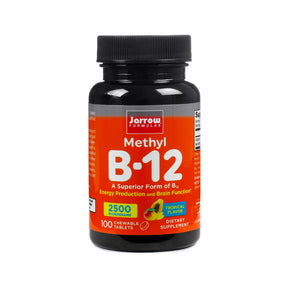 Jarrow Formulas Methyl B-12 2500 mcg, 100 chewable tablets, black bottle with orange label and black cap