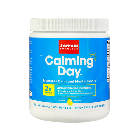 jarrow formulas calming day magnesium supplement powder lemon flavor 16.4 ounces 60 servings