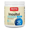 A white container with a cream and red label showing "Jarrow Formulas Inositol." The product supports healthy cell membrane function for general wellness, offering 600 mg per serving in a vegan, non-GMO, and gluten-free powder, with a net weight of 8 ounces (227 g).