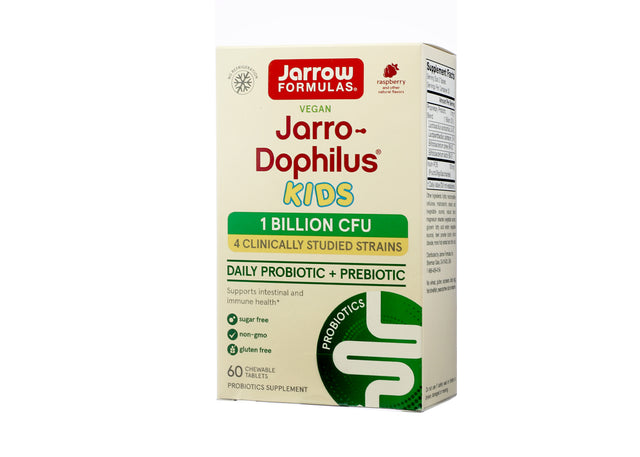 jarrow formulas jarro-dophilus kids probiotic + prebiotic 60 chewable tablets raspberry-flavored