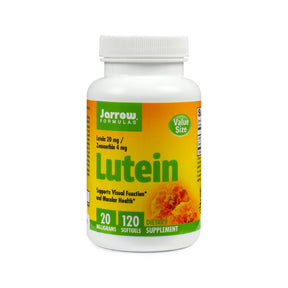 Jarrow Formulas Lutein 120 softgels white bottle with yellow and green label, 20 mg, value size dietary supplement