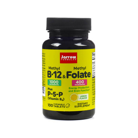 jarrow formulas methyl b-12 & methyl folate - lemon 10 chewable tablets