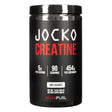 A black container of Jocko Creatine Powder, unflavored, with 454g of product offering 90 servings, each providing 5g of creatine. The label highlights its dietary supplement purpose, designed for strength and performance.