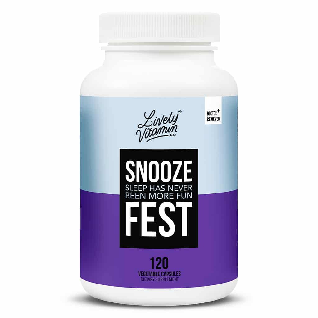 Sleep support has never been easier with Lively Vitamin Co. Snooze Fest in a larger 120-capsule size. Perfect for promoting relaxation and achieving restorative sleep.