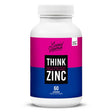 A bottle of Lively Vitamin Co. Think Zinc, featuring a vibrant pink and blue label with text "Healthy Immune Support From A to Zinc," containing 60 lozenges.