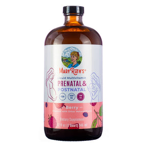 MaryRuth Liquid Prenatal & Postnatal Multivitamin Berry 32 fl oz amber bottle with white and pink label