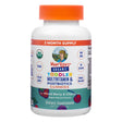 Front of the MaryRuth's Organic Toddler Multivitamin & Postbiotics Gummies 60-count bottle. Features USDA Organic, Non-GMO, and Vegan certifications, with mixed berry and cherry natural flavors. Supports overall wellness for toddlers with added postbiotics.