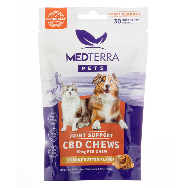 medterra pets cbd joint support pet chews peanut butter flavor 30 soft chews