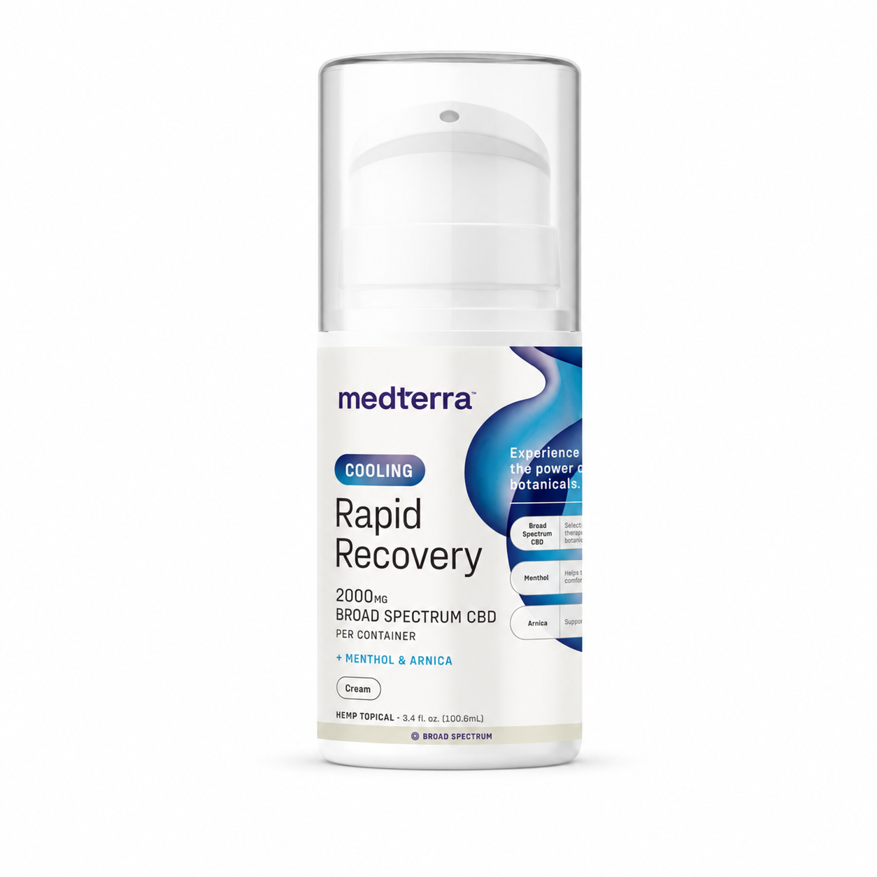 Medterra Cooling Rapid Recovery Cream with 2000 mg broad-spectrum CBD, menthol and arnica