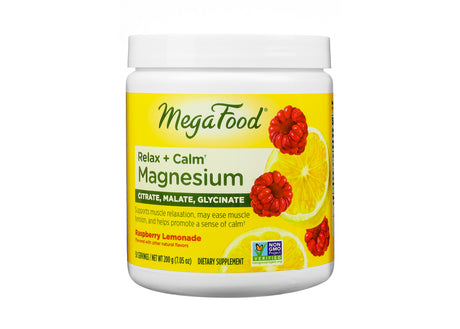 MegaFood Relax + Calm Magnesium Powder Raspberry Lemonade 7.05 ounces