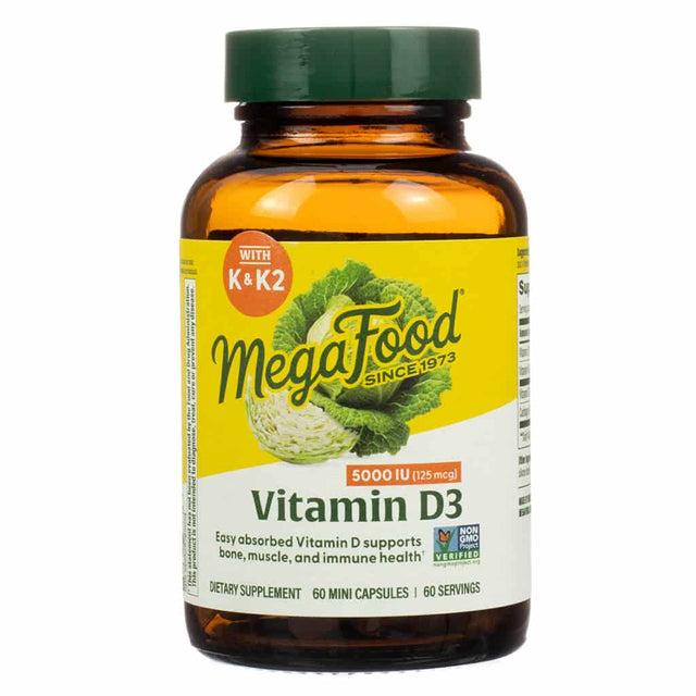 MegaFood Vitamin D3 5000IU 125mcg with K & K2 60 capsules