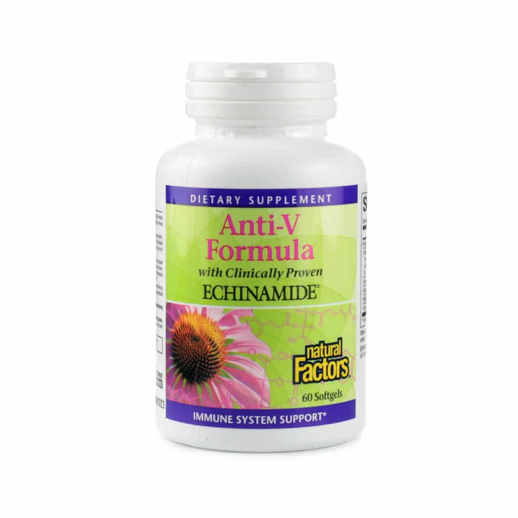 natural factors anti-v formula with echinamide 60 softgels