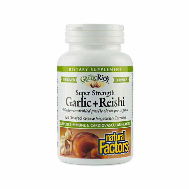 natural factors garlicrich super strength garlic + reishi 120 capsules