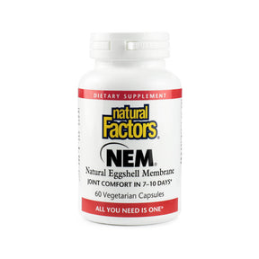 Natural Factors NEM 500mg 60 vegetarian capsules white bottle with red and white label