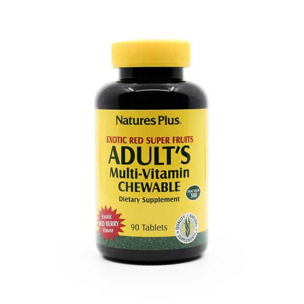 natures plus adult's chewable multivitamin exotic red berry flavor 90 chewable tablets 90 day supply