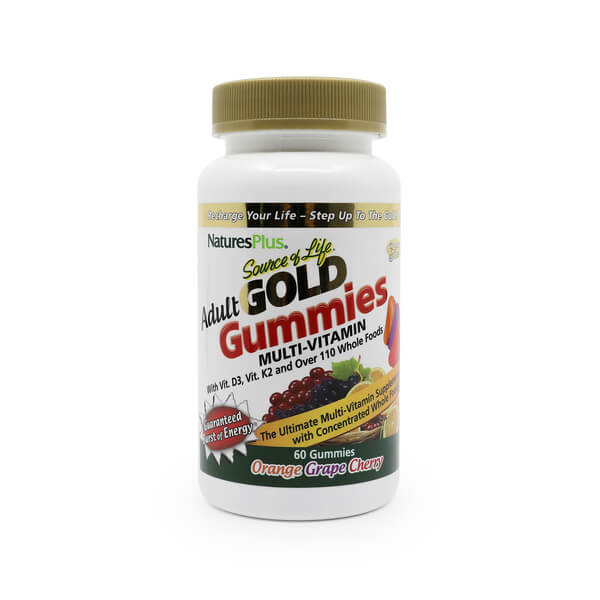 natures plus source of life gold adult multivitamin gummies orange grape cherry flavor 60 gummies 30 day supply