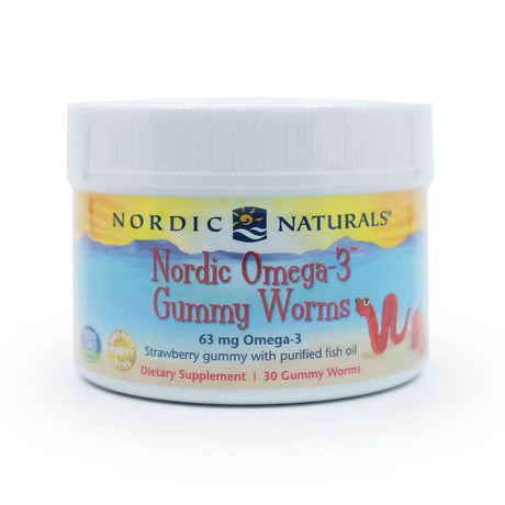 Nordic Naturals Omega-3 Gummy Worms 30 gummies strawberry